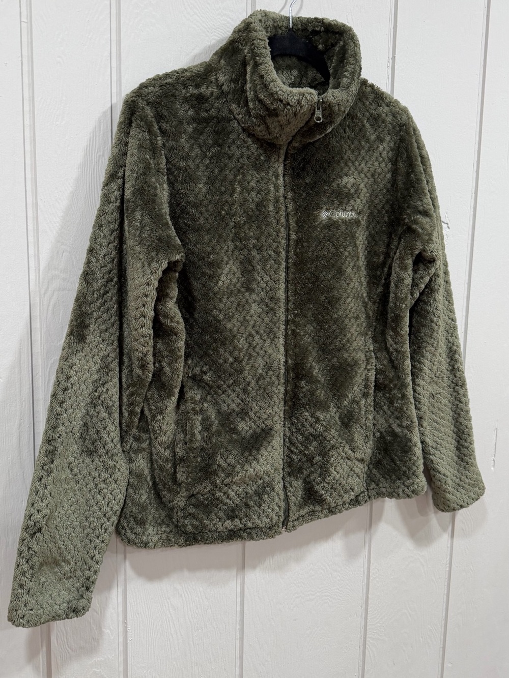 Columbia Moss Green Plush Full-Zip Fleece Jacket